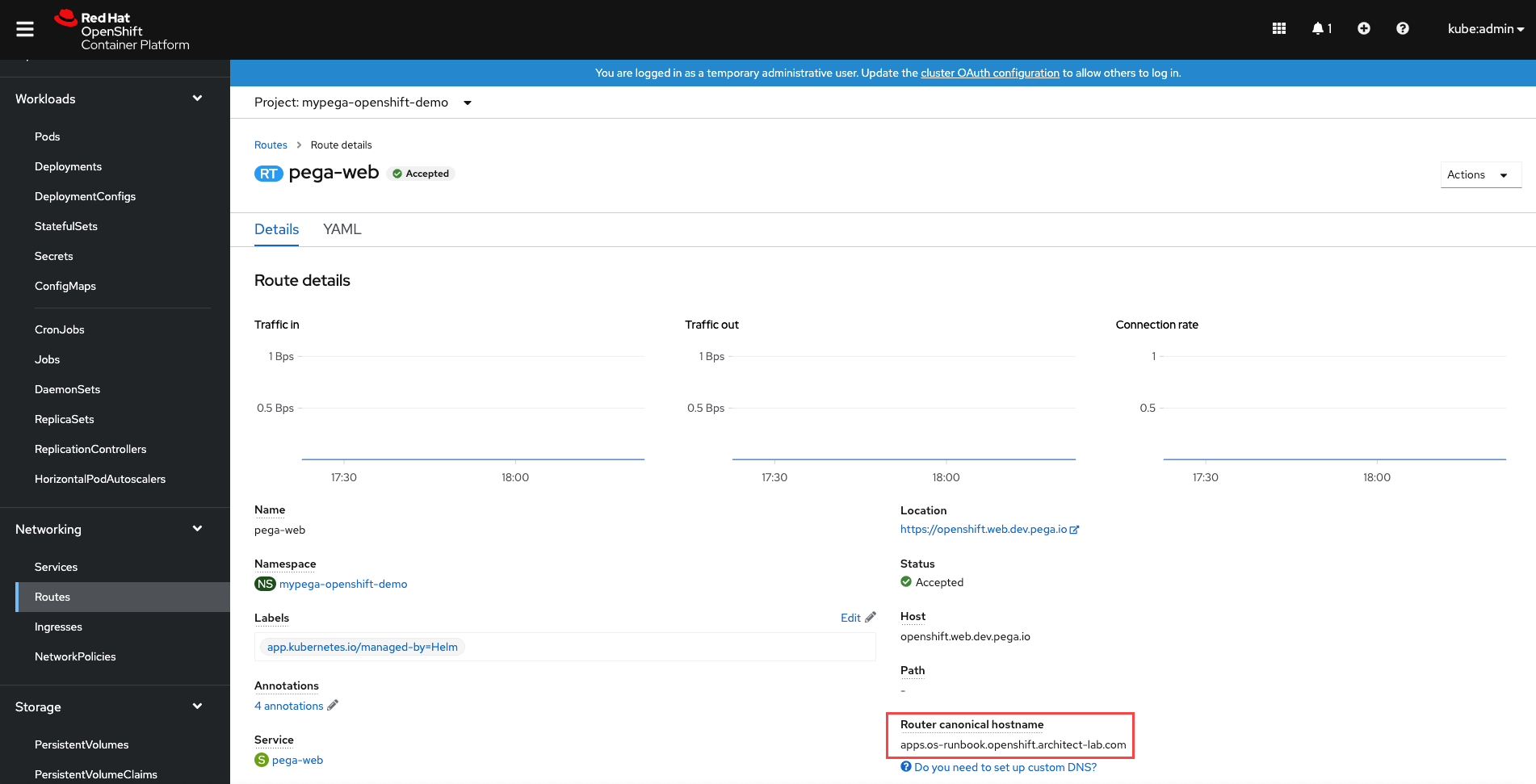 Initial view of the pega-web network